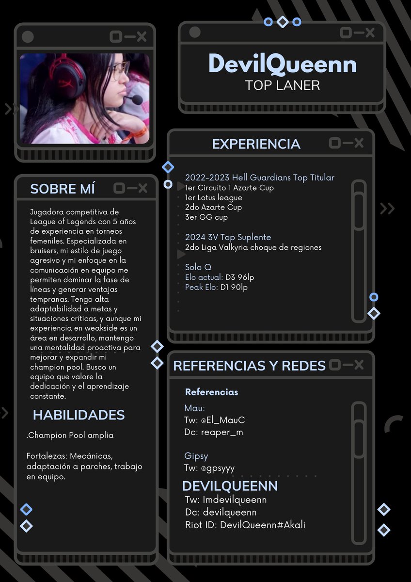 Hello, me quiero poner F/A luego de inspirarme a competir de nuevo, tengo ganas de aprender realmente me apasiona mucho esto. 
op.gg/summoners/lan/…
Se agradece Rt <3