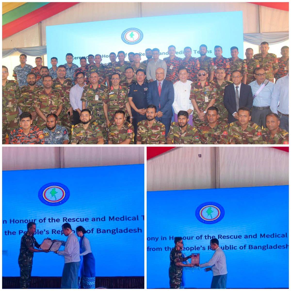 Dr. M. Monwar Hossain (@drmonwar) on Twitter photo Following ๐ฒ๐ฒ quake,๐ง๐ฉโs 55-member #SAR team earned deep gratitude frm the people of ๐ฒ๐ฒ. Coord. by @afdgovbd & <a href="/BDMOFA/">Ministry of Foreign Affairs</a>, it worked tirelessly in recovery ops, I/S assmt. & critical care in Naypyitaw. A farewell ceremony was held on 4 Apr to honour their contributions. Thx, Team ๐ง๐ฉ. Following ๐ฒ๐ฒ quake,๐ง๐ฉโs 55-member #SAR team earned deep gratitude frm the people of ๐ฒ๐ฒ. Coord. by @afdgovbd & <a href="/BDMOFA/">Ministry of Foreign Affairs</a>, it worked tirelessly in recovery ops, I/S assmt. & critical care in Naypyitaw. A farewell ceremony was held on 4 Apr to honour their contributions. Thx, Team ๐ง๐ฉ.