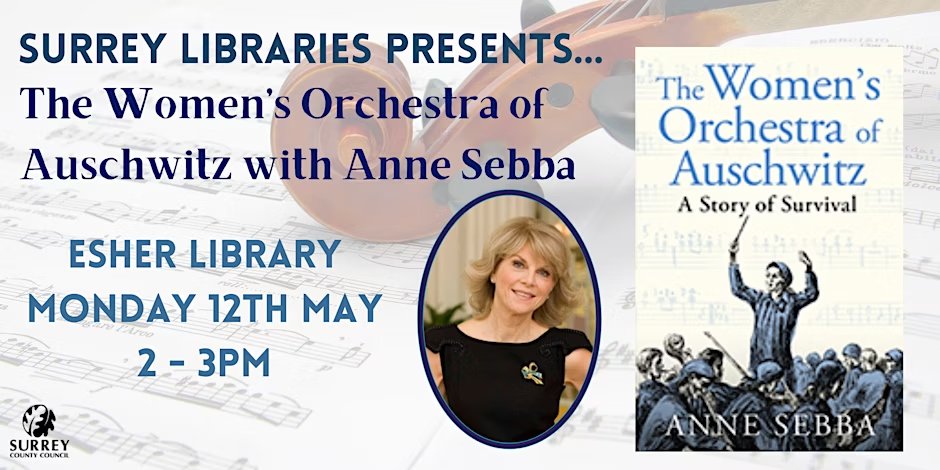 Esher Library (@esherlibrary) on Twitter photo Join us for the latest of our popular author talks at Esher Library when Anne Sebba will talk about her latest book, The Women's Orchestra of Auschwitz, published in March. Tickets available: tinyurl.com/h2d8jzev
<a href="/EsherLibrary/">Esher Library</a> Join us for the latest of our popular author talks at Esher Library when Anne Sebba will talk about her latest book, The Women's Orchestra of Auschwitz, published in March. Tickets available: tinyurl.com/h2d8jzev
<a href="/EsherLibrary/">Esher Library</a>