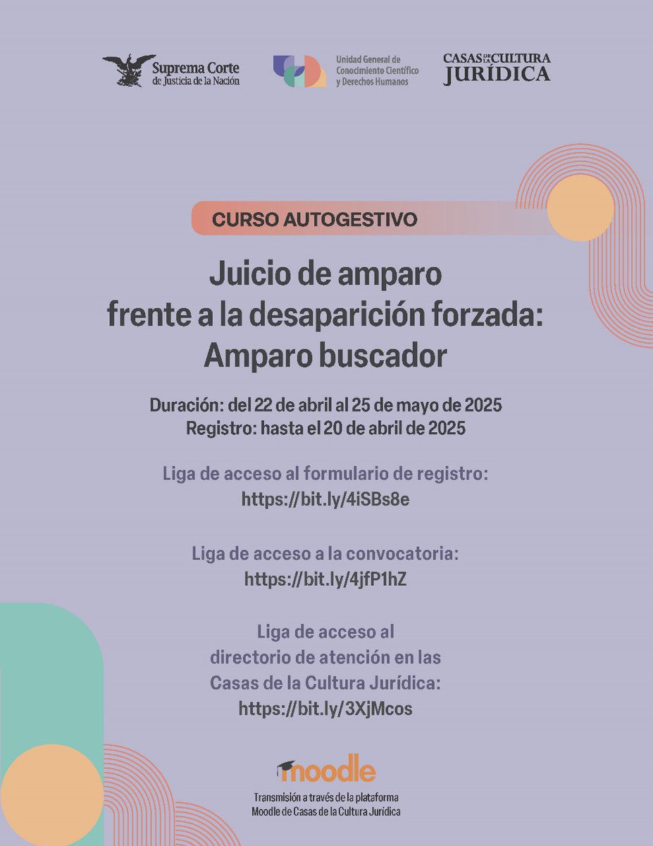 CSJSCJN's tweet photo. Curso autogestivo "Juicio de amparo frente a la desaparición forzada: Amparo buscador"

Para todas las personas interesadas en comprender el funcionamiento, regulación y alcances del juicio de amparo buscador
Convocatoria: https://t.co/oA4NEzZLIE
Registro: https://t.co/aSFhv53Iuo https://t.co/88XZLSYiOn