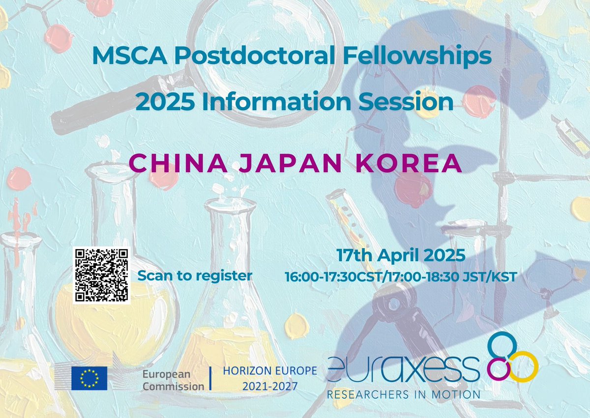 Join this webinar to learn about the #MSCA postdoctoral fellowship application and hear about applicant experiences from China, Japan, and Korea.

buff.ly/ZCmHgPE