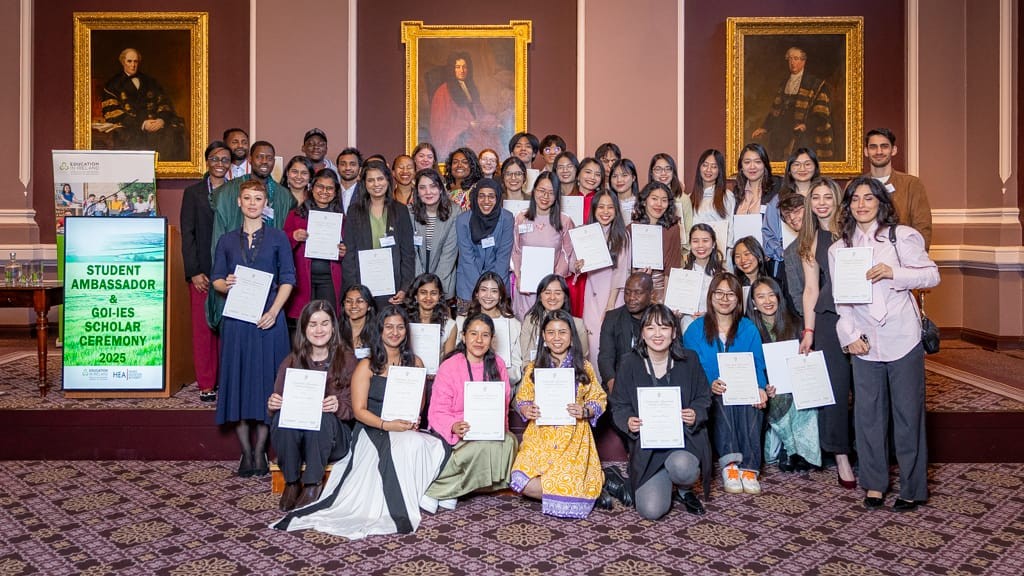 HEA (@hea_irl) on Twitter photo Congrats to the 2024-2025 GOI-IES scholars!
Dr Raasay Jones represented the HEA TODAY at <a href="/RCPI_news/">Royal College of Physicians of Ireland</a> as we celebrated the GOI International Education Scholarships award ceremony. The programme awards 60 scholarships annually for 1 year of full-time study at NFQ levels 9 or 10. Congrats to the 2024-2025 GOI-IES scholars!
Dr Raasay Jones represented the HEA TODAY at <a href="/RCPI_news/">Royal College of Physicians of Ireland</a> as we celebrated the GOI International Education Scholarships award ceremony. The programme awards 60 scholarships annually for 1 year of full-time study at NFQ levels 9 or 10.