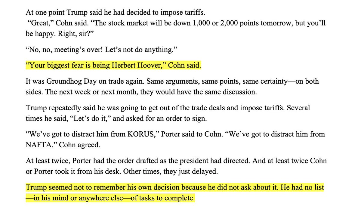 realBobWoodward's tweet photo. In 2017, Trump backed off tariffs after being warned he would tank the economy. Now in 2025, eight years later, markets almost went into free fall before he reversed course. 

(Excerpt from my first book on Trump, FEAR, pp. 232-233) https://t.co/w3K97hcbKW