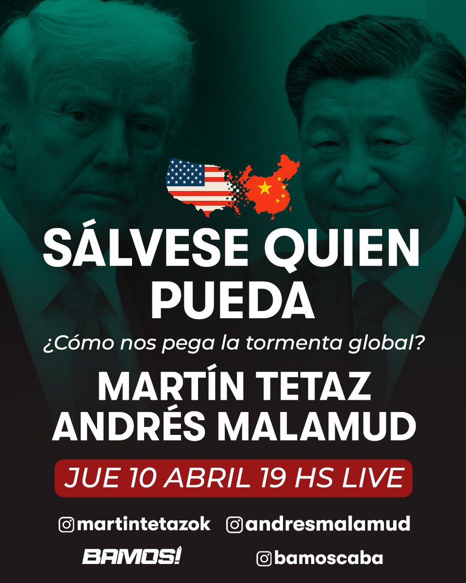 BAmos! (@bamoscaba) on Twitter photo HOY EN VIVO POR INSTAGRAM 📺
Desde las 19 horas, junto a <a href="/martintetaz/">Martin Tetaz</a> y <a href="/andresmalamud/">Andrés Malamud</a> hablaremos sobre la crisis global y sobre cómo estamos parados ante este escenario.
¡Sumate a debatir con nosotros! 💪🏼 HOY EN VIVO POR INSTAGRAM 📺
Desde las 19 horas, junto a <a href="/martintetaz/">Martin Tetaz</a> y <a href="/andresmalamud/">Andrés Malamud</a> hablaremos sobre la crisis global y sobre cómo estamos parados ante este escenario.
¡Sumate a debatir con nosotros! 💪🏼
