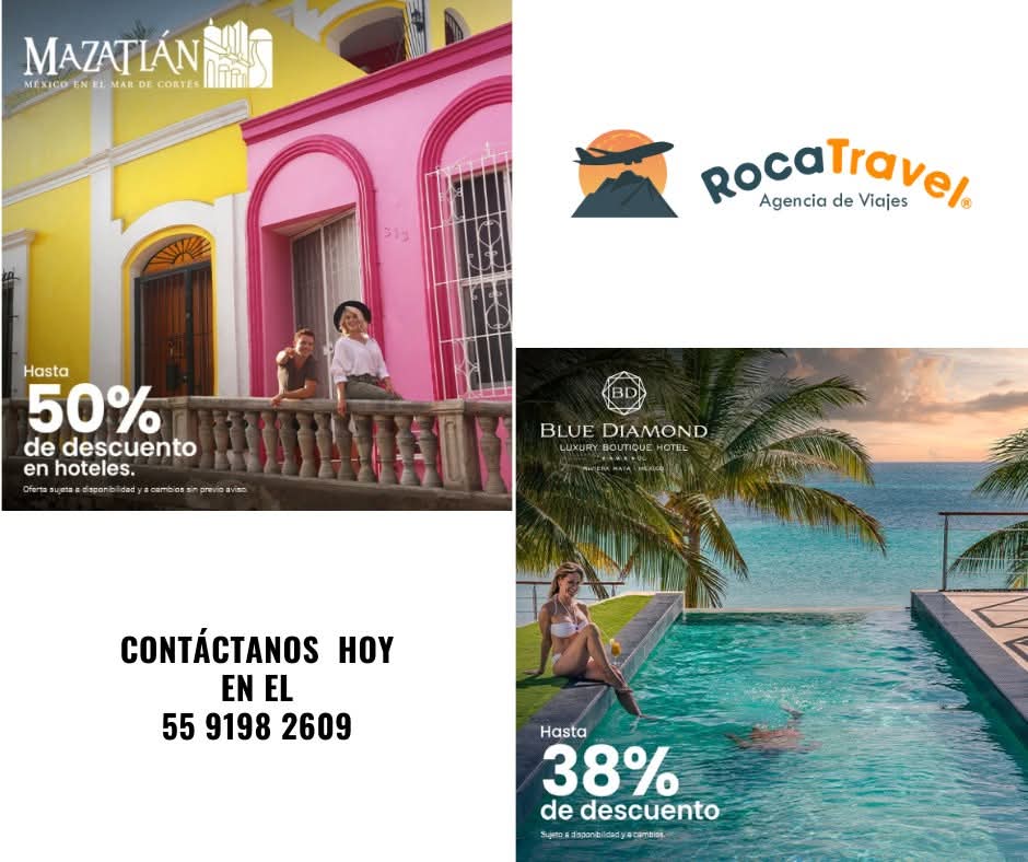 TravelRoca's tweet photo. Aprovecha las promos de #rocatravel y vive tus mejores vacaciones
 #Vacaciones #ViajeInolvidable #SemanaSanta #ViajeCultural #viajacomotegustaydisfrutacomolomereces #rocatraveltelleva #rocatravel https://t.co/NPcJXfP1Qy