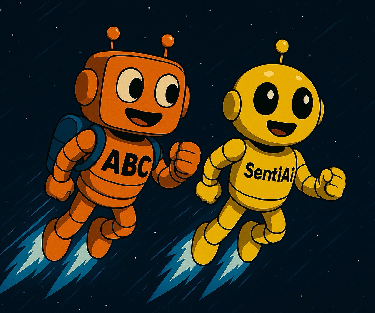 ABC is teaming up with <a href="/SentiAI_BNB/">SentiAI</a> for a special event 🤖

Any user who uses <a href="/SentiAI_BNB/">SentiAI</a>  to swap a minimum of 0.01 BNB for $ABC will automatically enter for a chance to win a giveaway reward.
Rewards: $100 / for 5 participants

Swap, engage, and win with SentiAI and ABC!

This