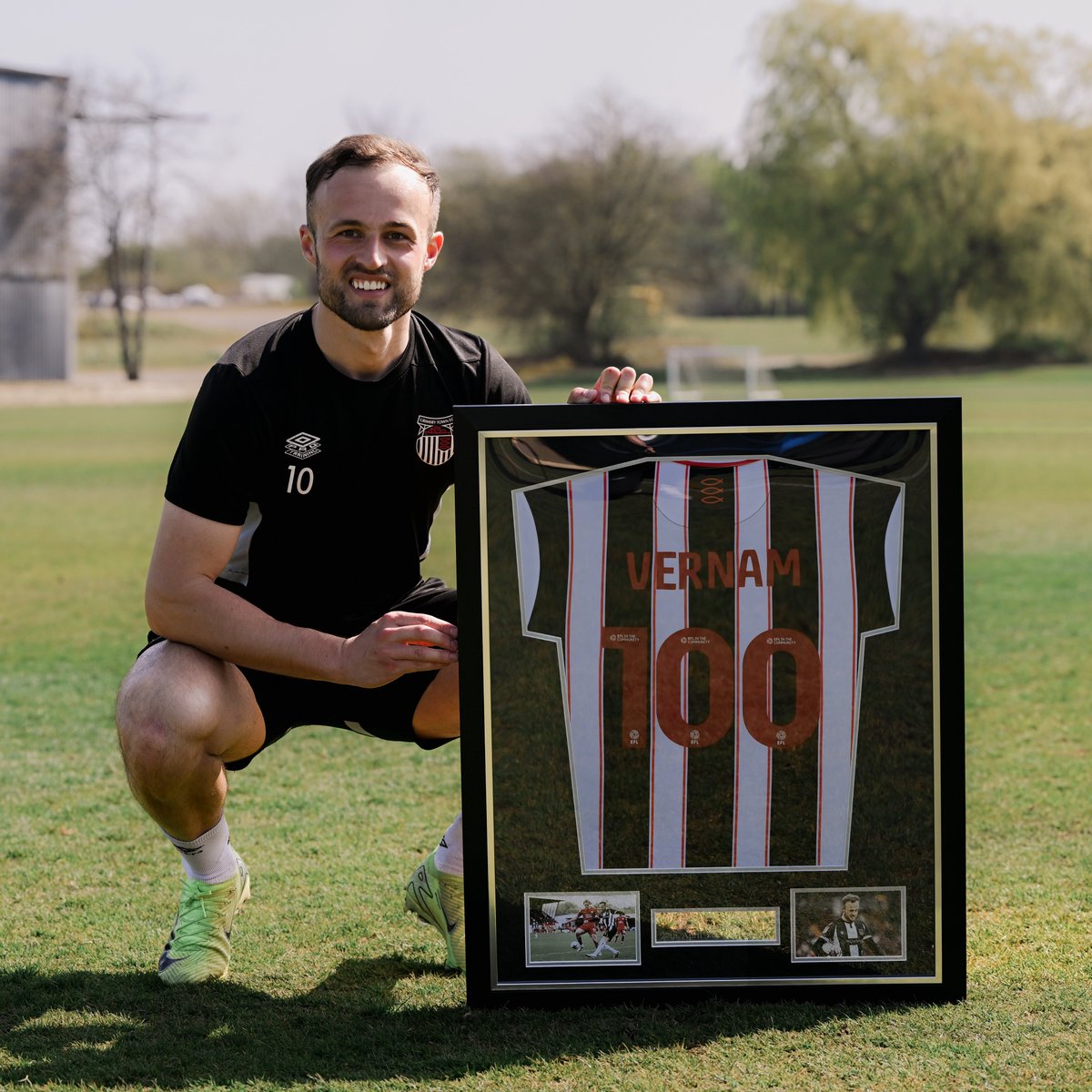 Today we presented Charles Vernam with his 100th appearance shirt, which he marked against Crawley Town at the end of the 23/24 season! 💯

A brilliant servant to the Mariners - congratulations, Chaz! 👏

#GTFC