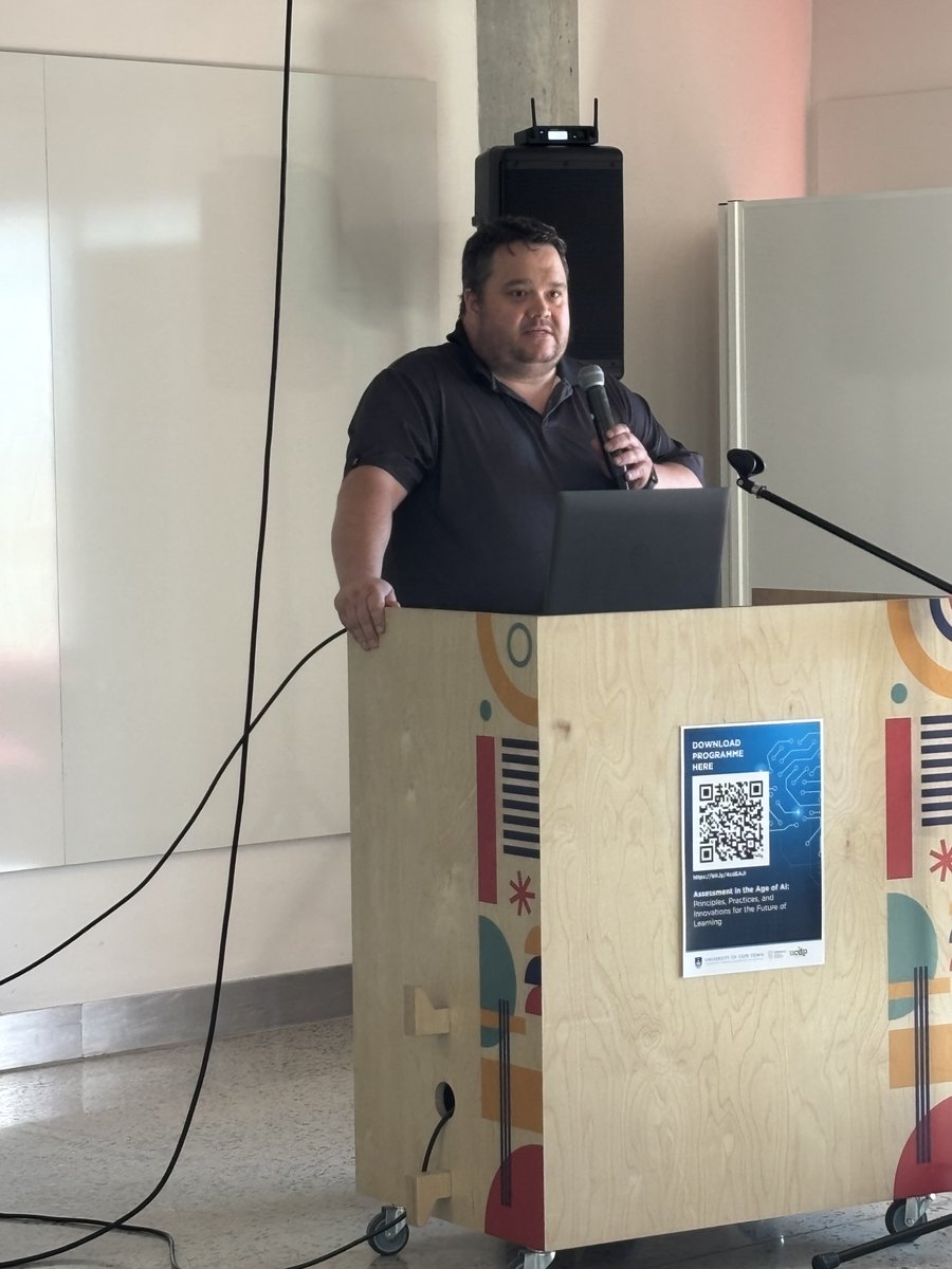 At last week’s Assessment in the Age of AI symposium, Neil Kramm (Rhodes University) shared a powerful case for rethinking assessment beyond AI bans and detection.  

📢 Catch more of Neil’s thinking in our podcast episode recorded last year spoti.fi/4ic18vI 

#AISympoisum