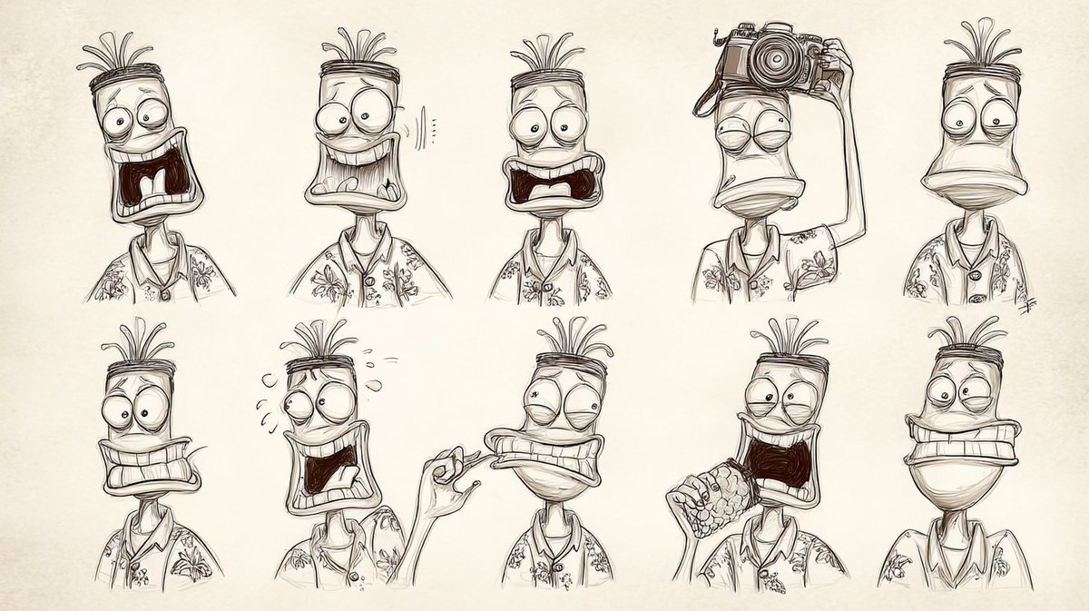 🚨PromptShare🚨
The character sheet system in Midjourney V7 is seriously cool 🎨✨

A character sheet of different facial expressions for [Character description]. Vintage Disney animation style, pencil sketch on white background. Includes expressions like: [differents