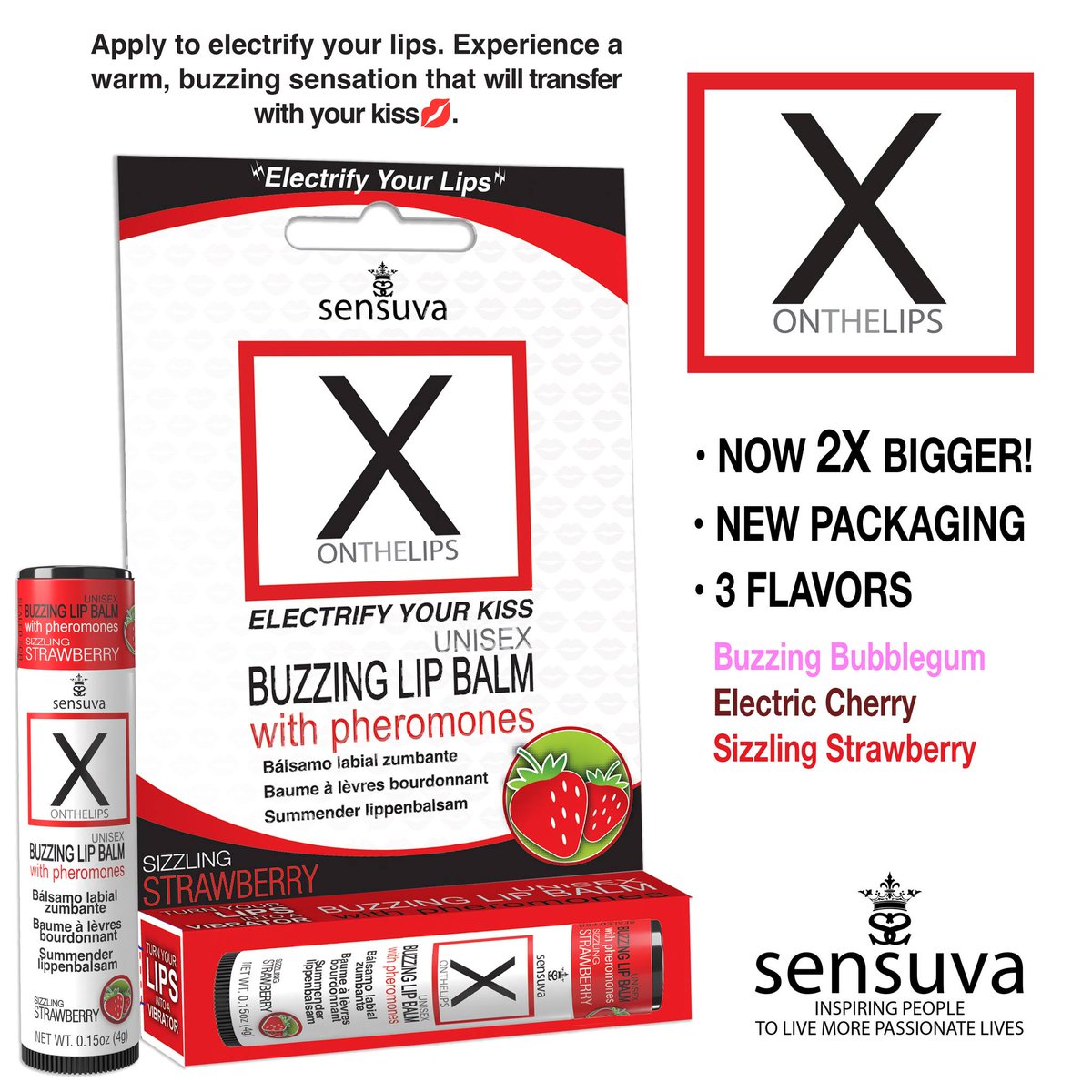 Honeysplace's tweet image. New and in stock now at Honey's Place!
The Best-selling 𝗫 𝗢𝗻 𝗧𝗵𝗲 𝗟𝗶𝗽𝘀 𝗕𝘂𝘇𝘇𝗶𝗻𝗴 𝗟𝗶𝗽 𝗕𝗮𝗹𝗺 has had a makeover, now with twice as much electricity for your lips #xonthelips #electrifyyourkiss #sensuva #buzzinglipbalm #HoneysPlace