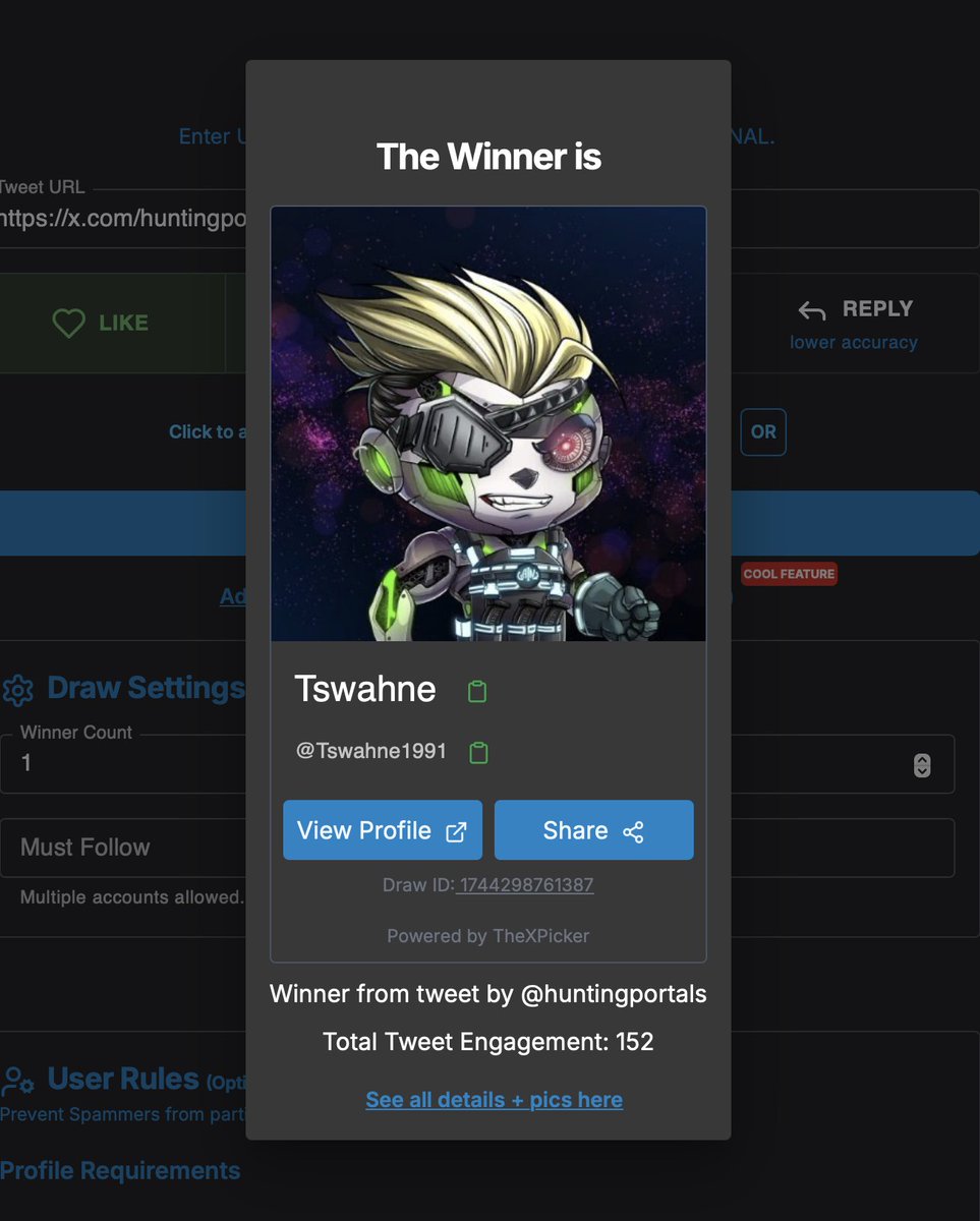 Congrats <a href="/Tswahne1991/">Tswahne</a> you won! 

We will DM you to confirm :)

Draw ID: 1744298761387 Follow for more <a href="/bapdevs/">BAP Devs</a> thexpicker(.com)