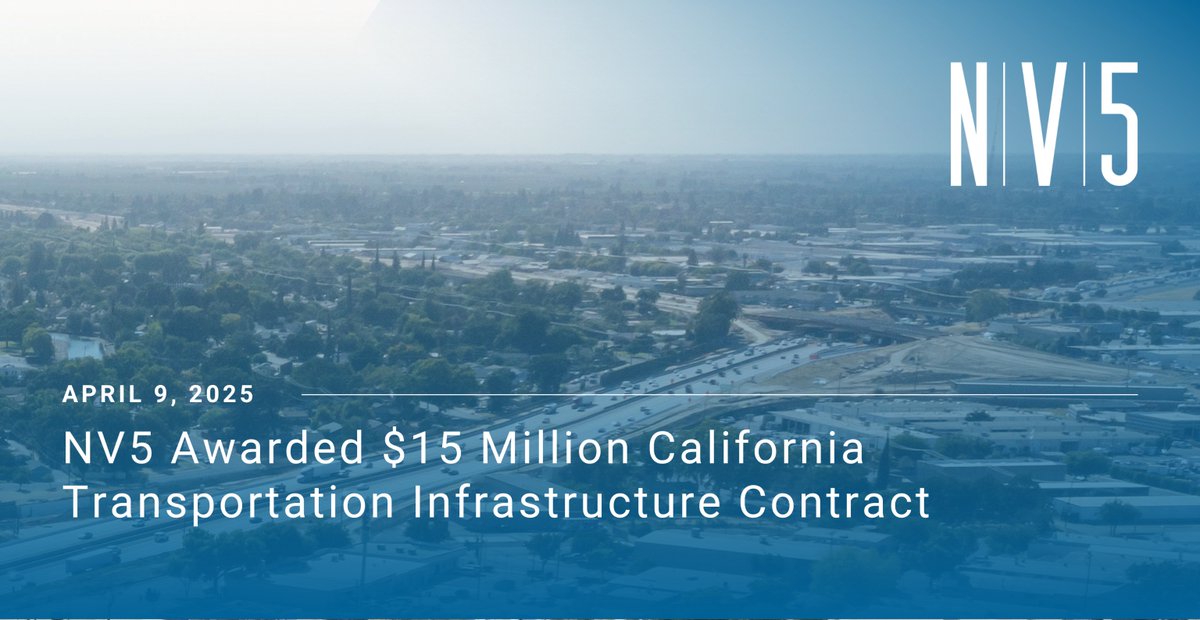 NV5 announced that it has been awarded a $15 million contract to provide construction management services for the first phase of the North County Corridor project in Stanislaus County, California. ir.nv5.com/news-events/ne…