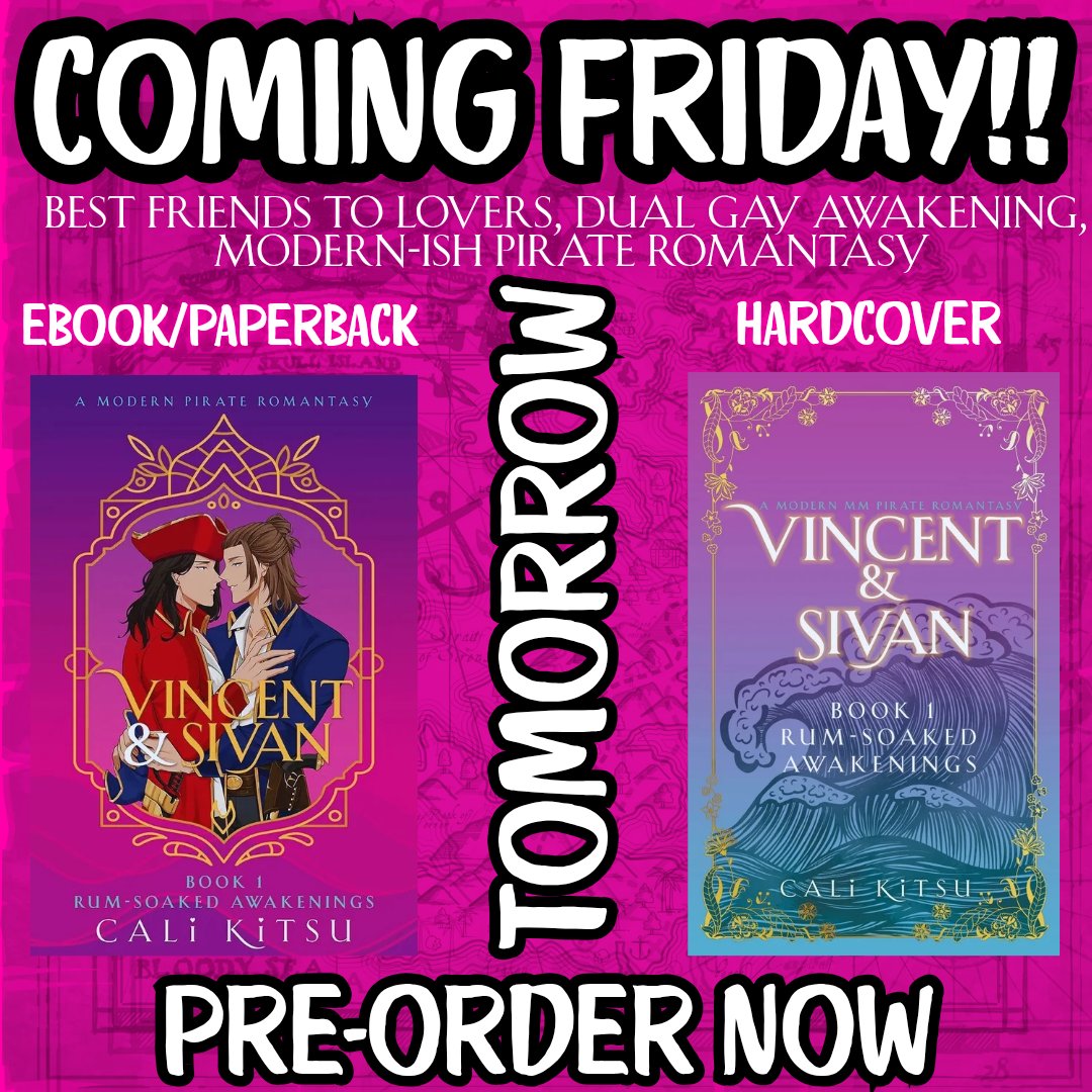 Vincent &amp; Sivan, Rum-Soaked Awakenings releases 2mrw, April 11th! 

Pre-order now on Amazon, Barnes &amp; Noble, Kobo, Apple Books!🩷
a.co/d/570Nig9 

#mm #mlm #mmromance #romantasy #mmbooks #mmreads #lgbtqbooks #gayromance #pirates #mmpirates  #spicybooks #mmspicy #bl