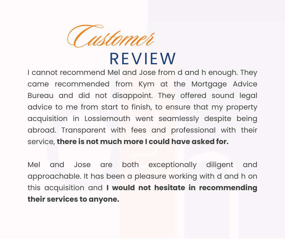 🔑 Another happy client! 🙌 Here at d and h, Mel and Jose helped ensure a smooth property purchase in Lossiemouth, even with the client being abroad. ✈️ From start to finish, our transparent and professional service made the entire process stress-free. 🏡