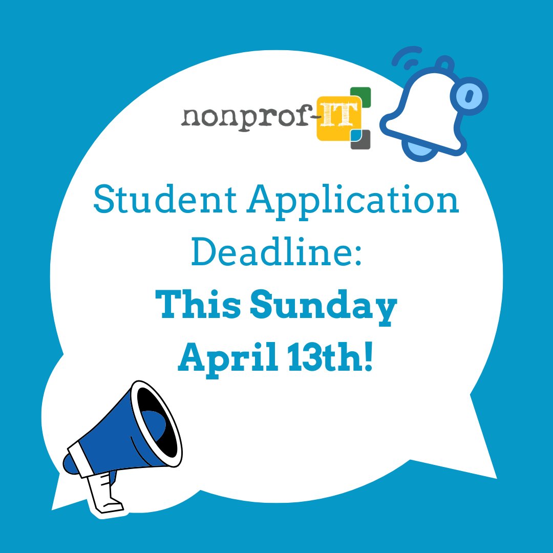 UWMnonprofIT's tweet photo. Don't miss out on an invaluable experience! Apply as a student by this Sunday, April 13th, to be considered for Nonprof-IT next semester! https://t.co/u3uoaropyt