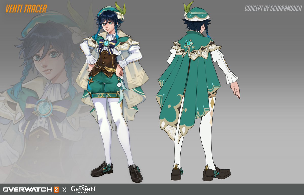 Overwatch X Genshin impact fan collab pt.3 
Venti Tracer ;)
#GenshinImpact #Overwatch2 #Tracer #Venti