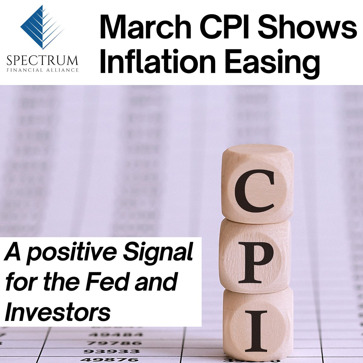 SpecFinAll's tweet photo. This morning’s Consumer Price Index (CPI) report confirmed what we’ve been anticipating—inflation continues to ease. If you have any questions about how this evolving landscape may impact your financial strategy, we’re here to help.

SFA Disclosures: https://t.co/L9XasJYtcw https://t.co/6nFEndd0hP
