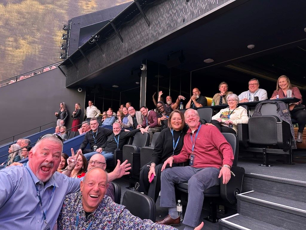Bob Gold and Showseeker Founder &amp; CEO Dave Hardy taking a break from NAB 2025 to rock out with the Eagles at The Sphere. Proof there's always time to have a little fun AND get the job done! 🎶🤘 #NAB2025 #TheSphere #Eagles #NetworkingFun
