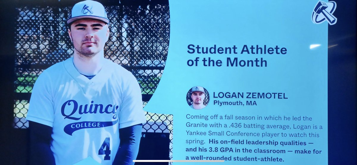 Quincy College Baseball (@quincy_baseball) on Twitter photo Congrats to Logan Zemotel of Plymouth North who is the QC Student- Athlete of the month <a href="/QuincyCollege/">Quincy College</a> <a href="/USCAA/">USCAA</a> <a href="/YSCC8/">Yankee Conference</a> Congrats to Logan Zemotel of Plymouth North who is the QC Student- Athlete of the month <a href="/QuincyCollege/">Quincy College</a> <a href="/USCAA/">USCAA</a> <a href="/YSCC8/">Yankee Conference</a>