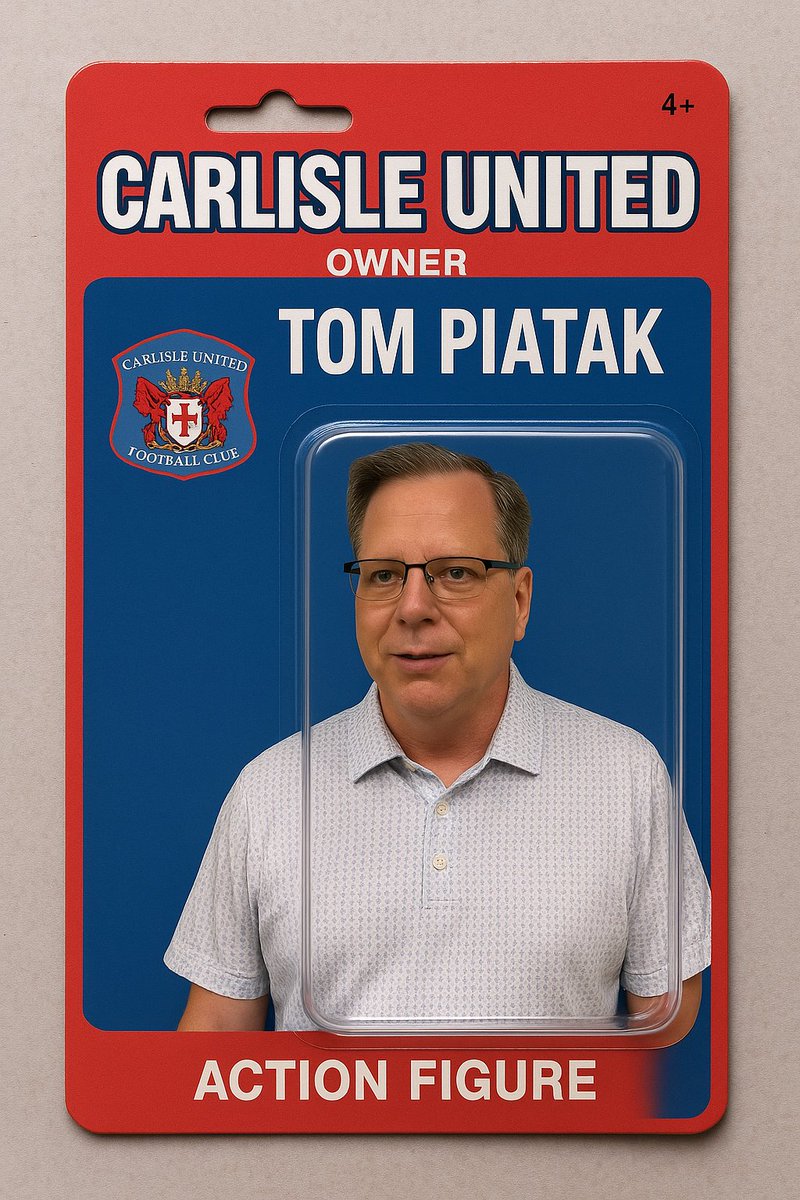 Brunton_Barry's tweet photo. Tom Piatak Carlisle United Action Figure – Out Now!

The UK version is a sleek collector’s item (no figure yet), while the Jacksonville version comes with a detailed Tom Piatak action figure. 

Better results could mean figures appear in the UK too! 
#CUFC https://t.co/RUjGsAHWOe