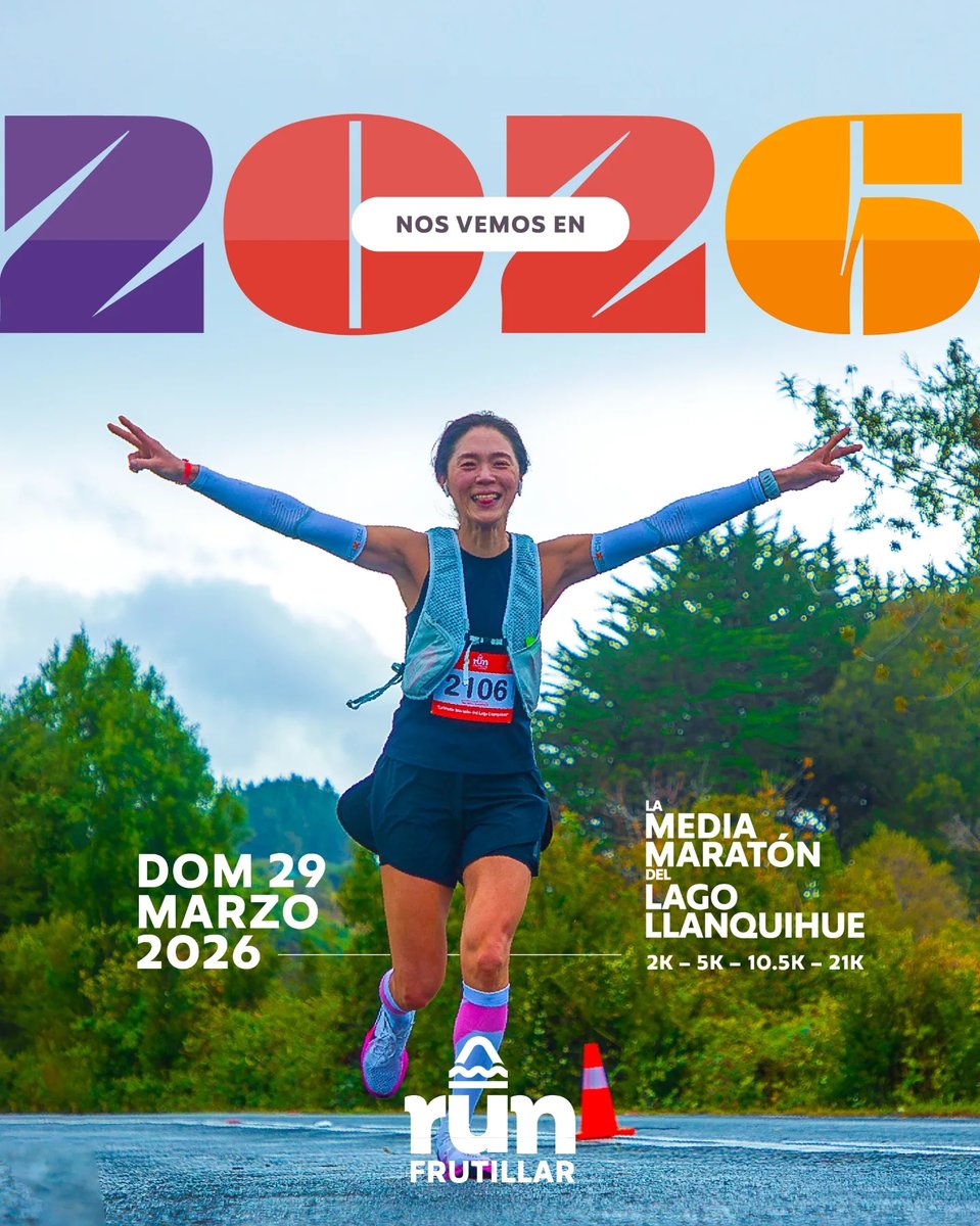 #RunFrutillar #Corre_X
Inscripciones abiertas para Run Frutillar
(29 de marzo 2026 | 2, 5, 10.5 y 21 km | pagada)
corre.cl/evento/11379
