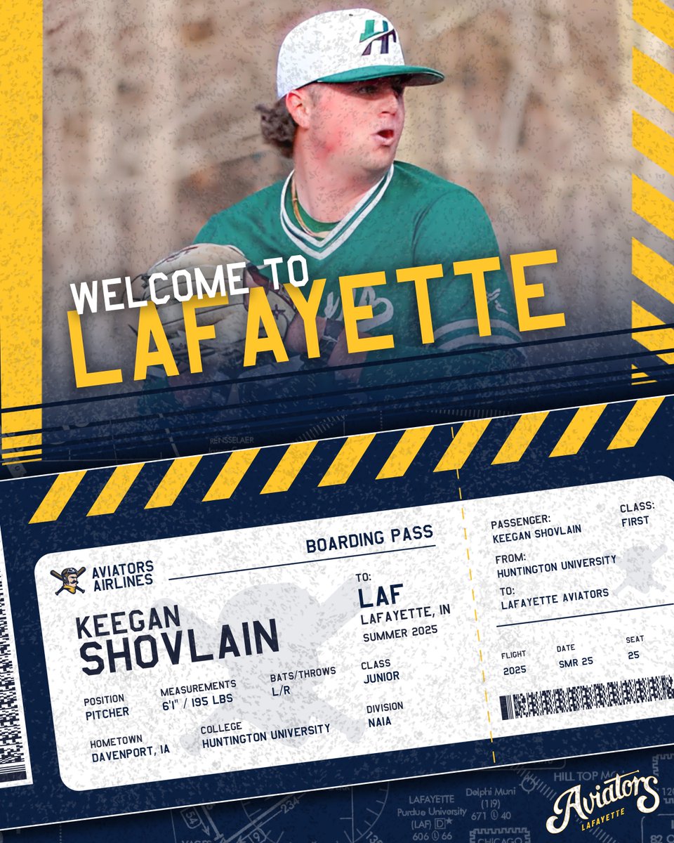 ✈️ Wheels up - Welcome <a href="/KeeganShov22/">Keegan Shovlain</a> to Lafayette!

⚾️ Pitcher | L/R
📏 6’1” | 195 lbs
🎓 Junior | Huntington University

🛬 Landing: Summer 2025
#LAFbound #TakeFlight  #signed