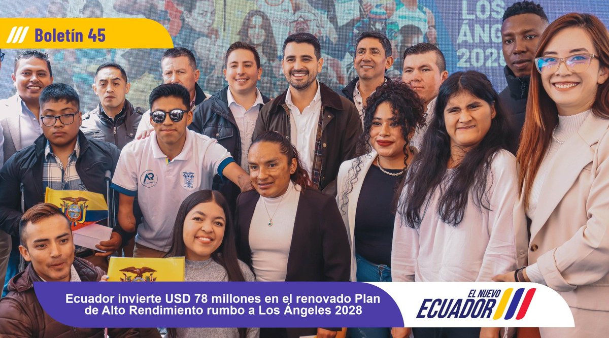 [BOLETÍN]

El Ministerio del <a href="/DeporteEc/">Viceministerio del Deporte 🇪🇨</a> presentó el Plan de Alto Rendimiento rumbo a Los Ángeles 2028. 🇪🇨

Conoce más aquí: ➡️ shorturl.at/owq9M

#ElNuevoEcuador