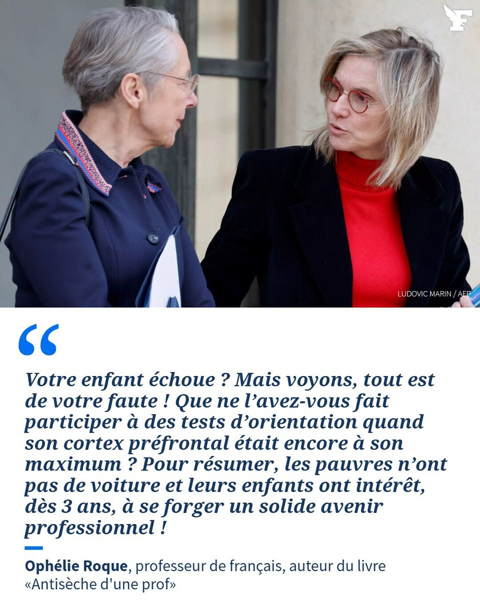 Le_Figaro's tweet photo. Entre la sortie d’Agnès Pannier-Runacher selon qui «les moins riches n’ont pas de voiture» et celle d’Élisabeth Borne en faveur de l’orientation professionnelle dès le plus jeune âge, la déconnexion de nos ministres atteint des sommets, raille la professeur de français Ophélie Roque.
➡️ https://t.co/3MKniPcRgv