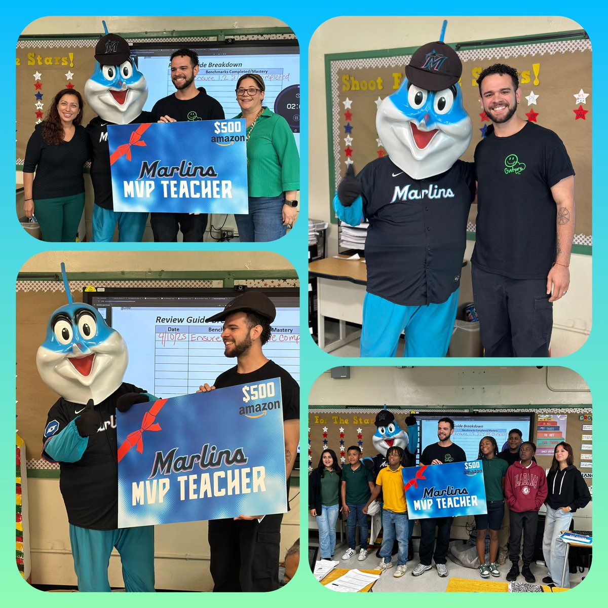 HomesteadMS's tweet image. We are extremely proud of Mr. Luciano for being recognized as a Marlins VIP Teacher! He was genuinely surprised when Billy the Marlin walked into his classroom—and no one deserves it more! Mr. Luciano’s dedication and impact are felt every day👏#MarlinsVIPTeacher #GatorPride