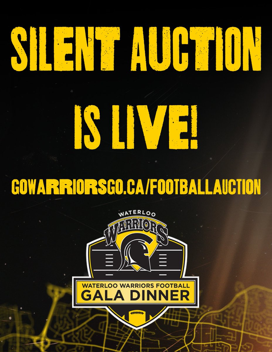 Auction is live now! 

gowarriorsgo.ca/footballauction

Get your bids in now!