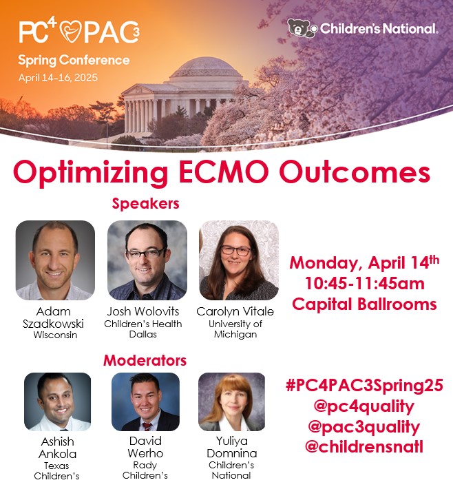PC4 Pediatric Cardiac Critical Care Consortium (@pc4quality) on Twitter photo Join us for this exciting session on Optimizing ECMO Outcomes at our #PC4PAC3Spring25 meeting in DC next week! Look forward to seeing you there and improving outcomes together! <a href="/pac3quality/">PAC3quality</a> <a href="/ChildrensNatl/">Children's National Hospital 🏥</a> #PedsICU #PedsCICU #ECMO #PedsCards #CHD Join us for this exciting session on Optimizing ECMO Outcomes at our #PC4PAC3Spring25 meeting in DC next week! Look forward to seeing you there and improving outcomes together! <a href="/pac3quality/">PAC3quality</a> <a href="/ChildrensNatl/">Children's National Hospital 🏥</a> #PedsICU #PedsCICU #ECMO #PedsCards #CHD