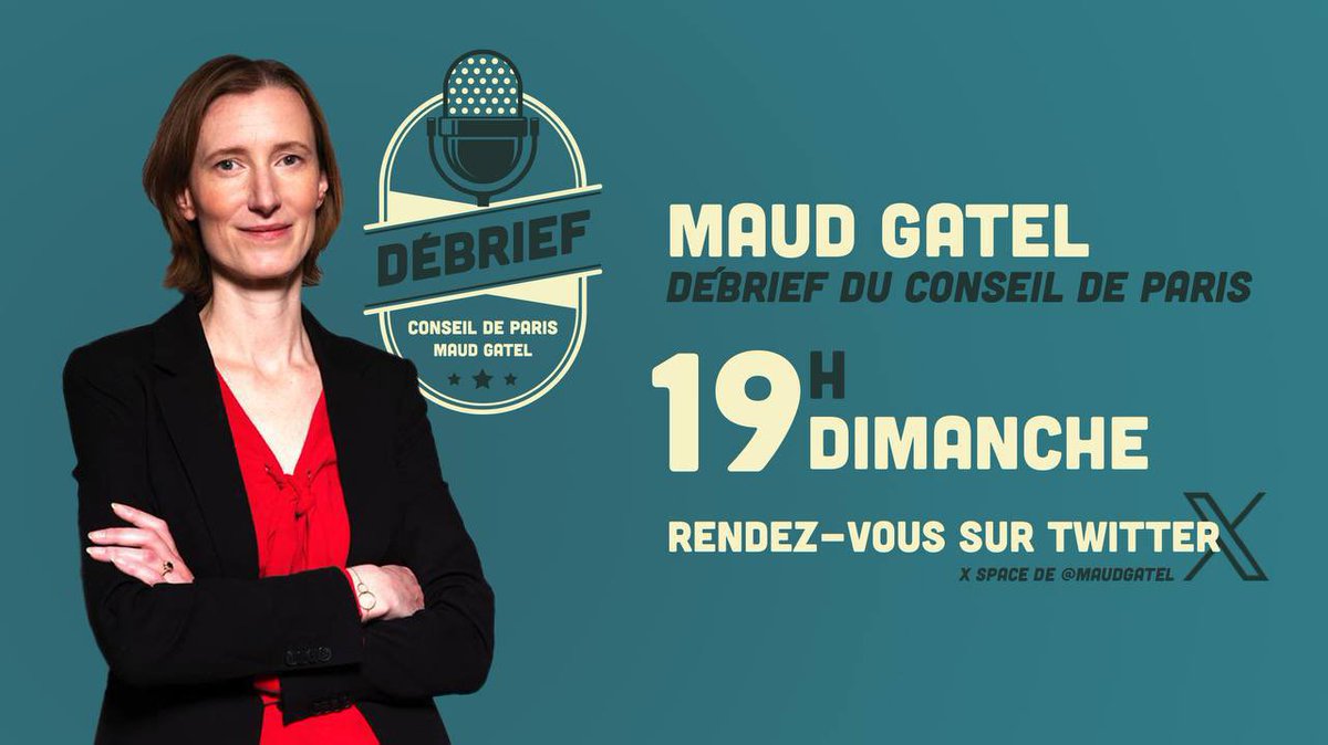 🟠 Debrief du Conseil de Paris 🟠

Rejoignez-nous ce dimanche à 19h pour  debriefer  les débats ! 🗣️

- Loi PLM
- Plan Biodiversité
- Mobilité/ Gare de Bercy
- Artisanat

On reviens sur les grands enjeux avec <a href="/maudgatel/">Maud Gatel</a> 📢
#ConseilDeParis #Paris #Politique #EngagementCitoyen