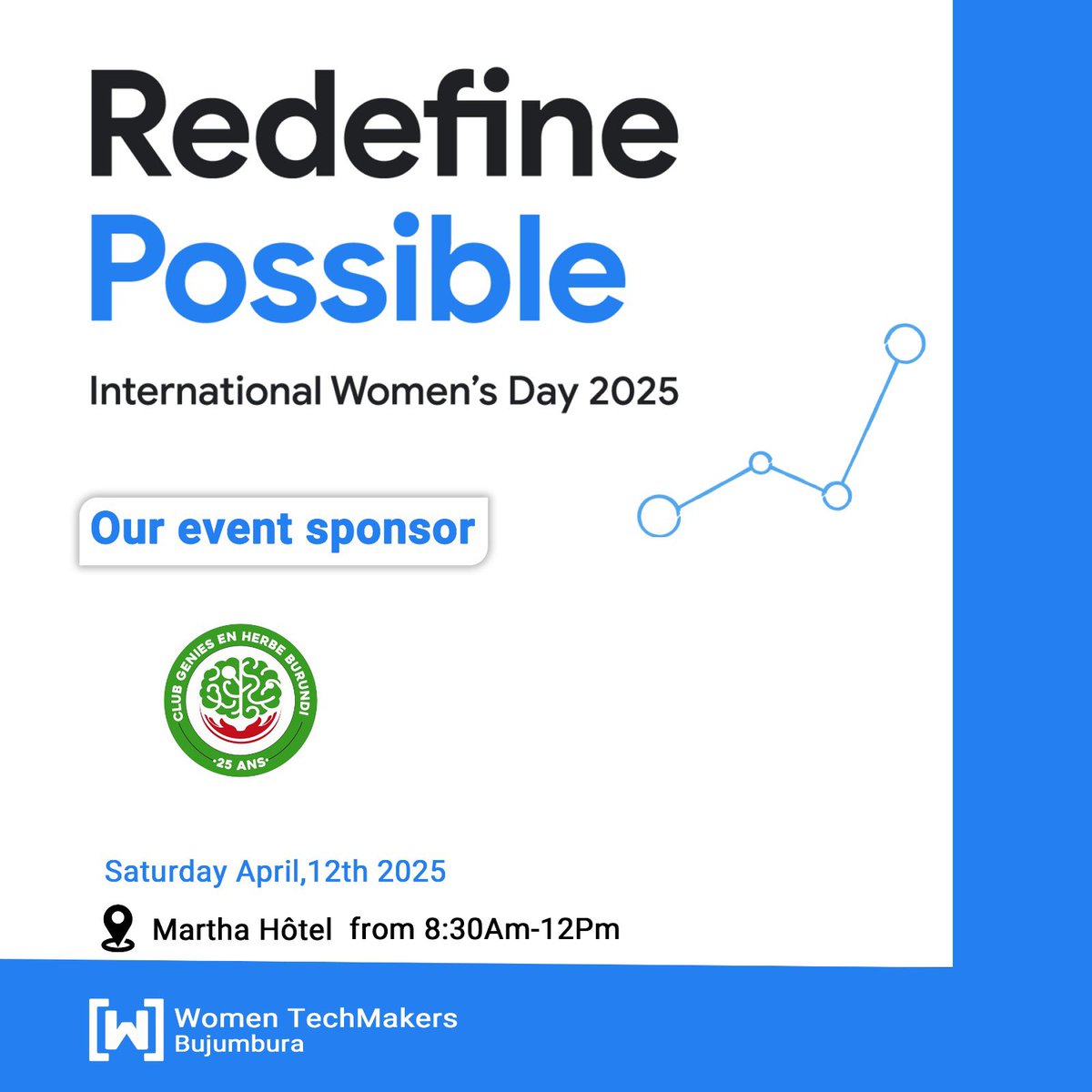 Powering Possibilities‼️🎉
Proudly Sponsored by *Club Génies en Herbe Burundi* ✨🇧🇮

Join Us On April 12th at Martha Hotel from 8:30 AM to 12 PM!

#WTMBujumbura #IWD2025 #RedefinePossible #WomenInTech