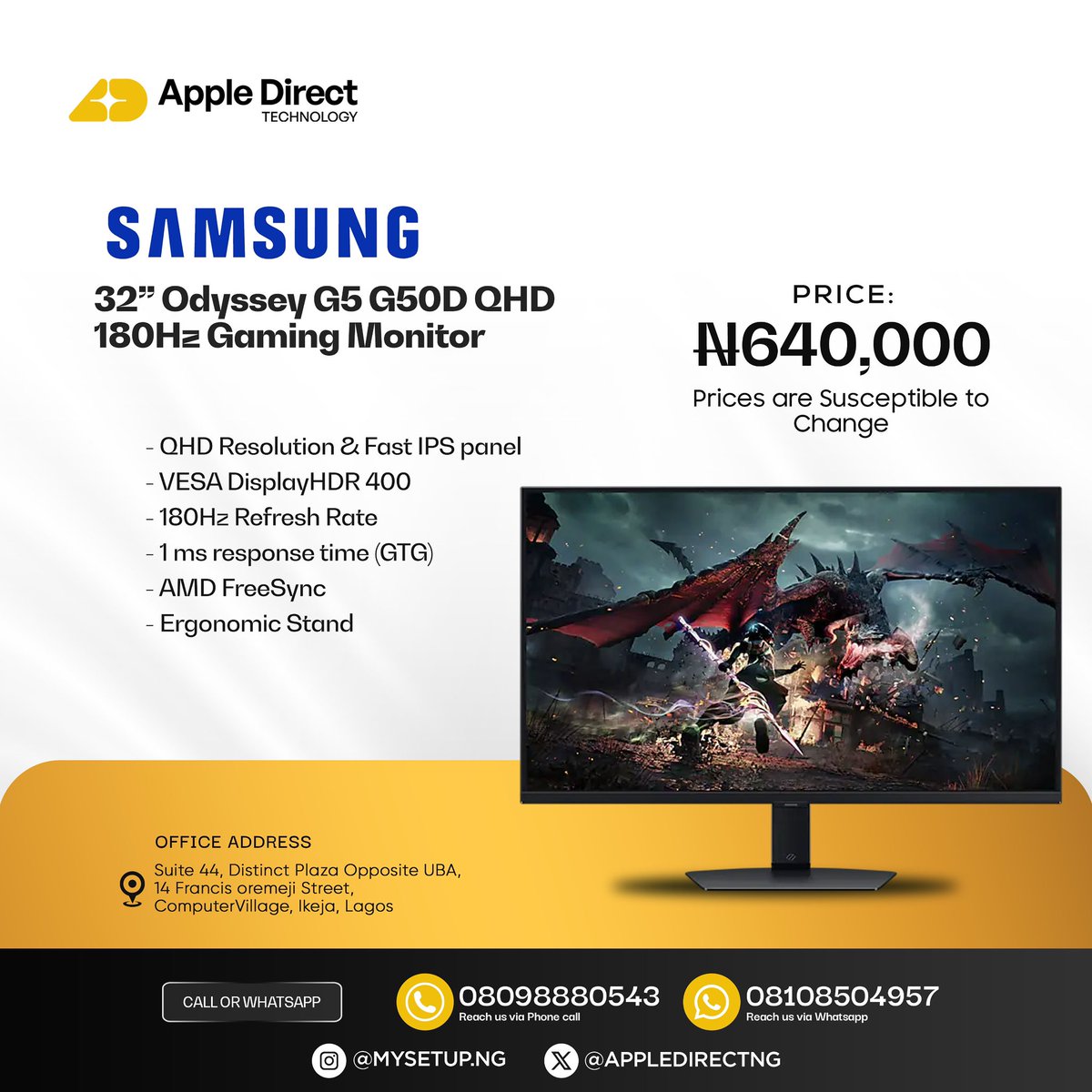 N640k Samsung odyssey G5 IPs gaming monitor