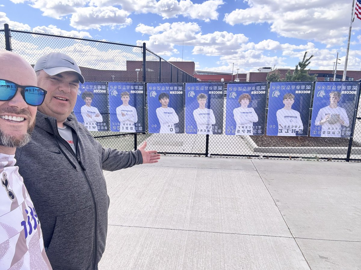 RobWiebusch's tweet photo. Soccer Dad Life. Stang banners are finally up just in time for metros. ⚽️ @MNorthBSoccer @sudar_jovan @REXFOR3 #nebpreps https://t.co/UPmTShkn2g