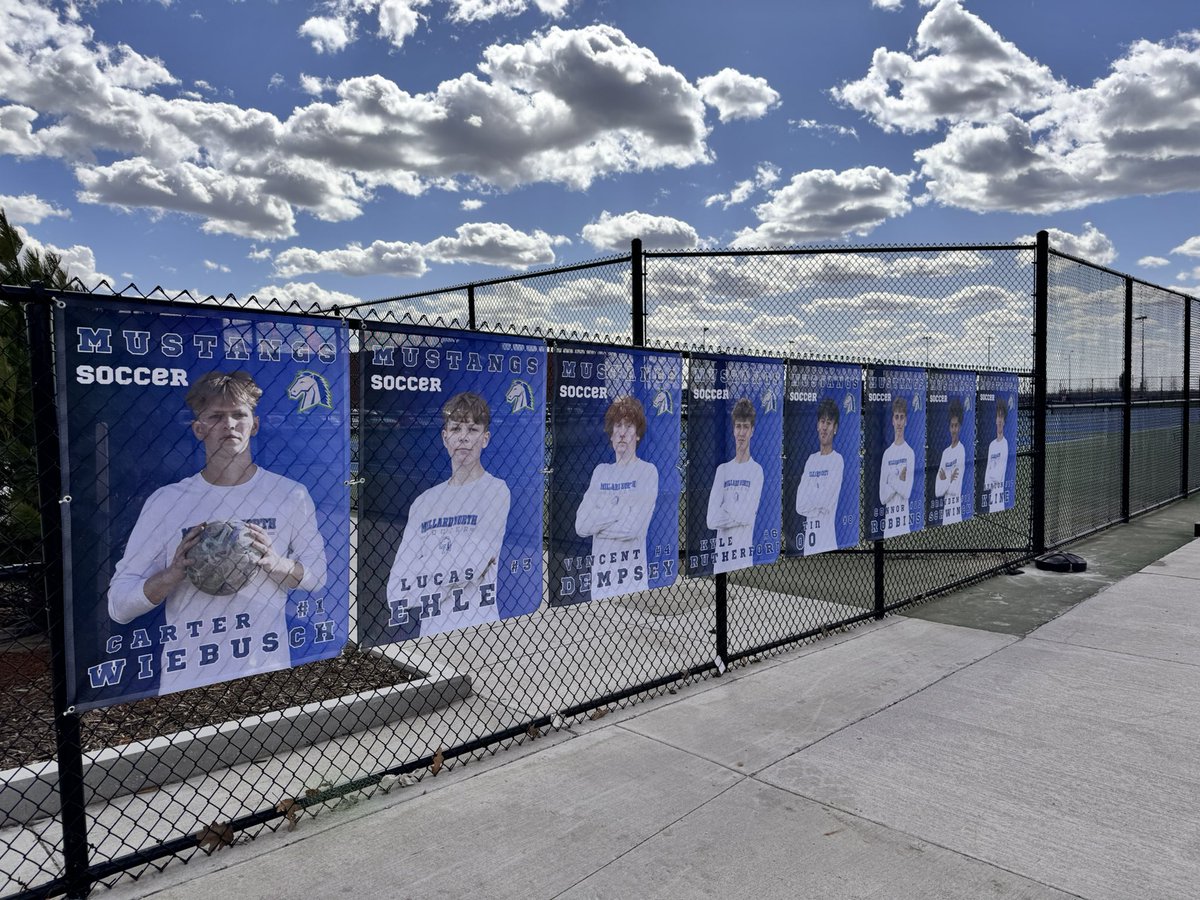 RobWiebusch's tweet photo. Soccer Dad Life. Stang banners are finally up just in time for metros. ⚽️ @MNorthBSoccer @sudar_jovan @REXFOR3 #nebpreps https://t.co/UPmTShkn2g