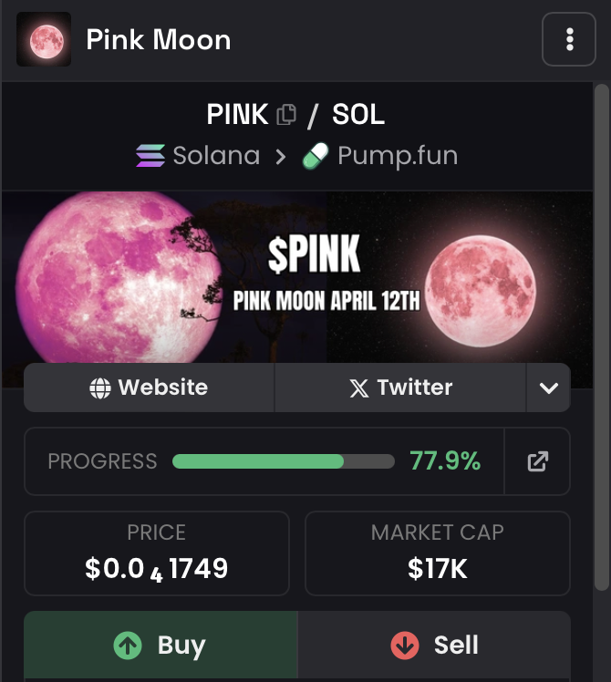 #bloodmoon ran to 300k

#pinkmoon can do double 

HODL UR BAGSS, lets send price as high as the #pinkmoon

A5rdU18CyTf9NbGAJc9tqFP5CTkn6F4HNyDxMRzEpump