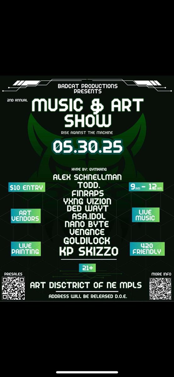 mr_wobble_bass's tweet photo. Catch @RobosapienProd (Vengnce) in the Art District in Minneapolis, Minnesota May 30th!!! Don’t wanna miss it 👀🫡 https://t.co/6LIw7L7apf