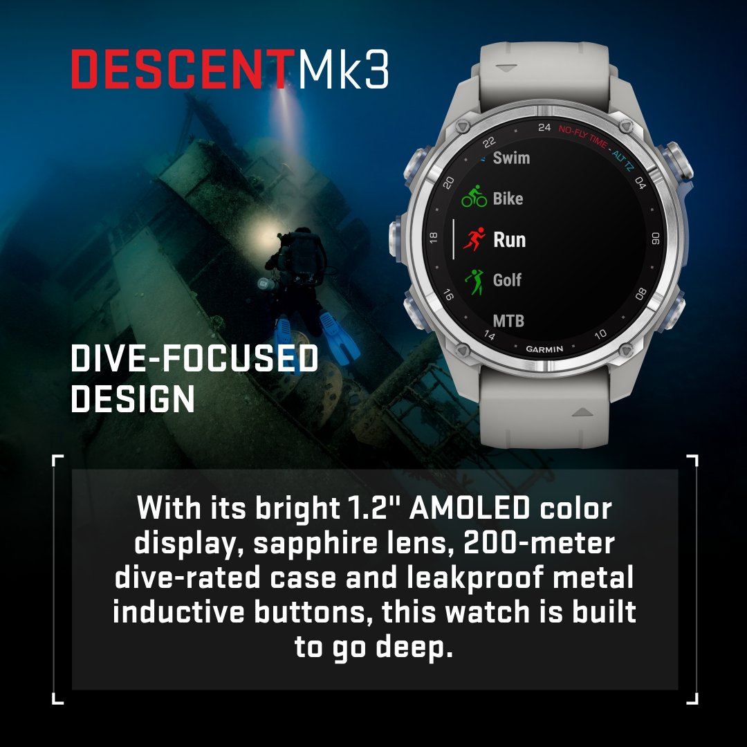 SportsandGadget's tweet photo. Garmin Descent Mk3 – 43 mm Stainless Steel with Fog Gray Silicone Band Watch-Style Dive Computer (010-02753-03)

To buy: https://t.co/vci7aVKoig

#GarminDescentMk3 #DiveWithConfidence #GarminDive #UnderwaterExplorer #ScubaLife #DiveComputer #Smartwatch #GarminLife #OceanVibes https://t.co/l8zNc2xI1w