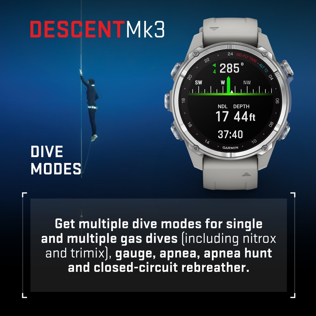 SportsandGadget's tweet photo. Garmin Descent Mk3 – 43 mm Stainless Steel with Fog Gray Silicone Band Watch-Style Dive Computer (010-02753-03)

To buy: https://t.co/vci7aVKoig

#GarminDescentMk3 #DiveWithConfidence #GarminDive #UnderwaterExplorer #ScubaLife #DiveComputer #Smartwatch #GarminLife #OceanVibes https://t.co/l8zNc2xI1w