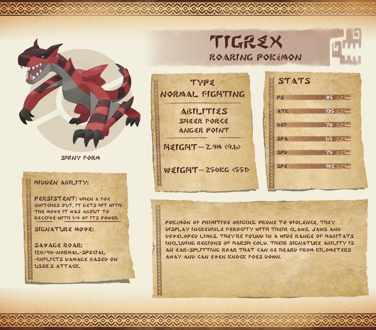 Lagiahunter's tweet photo. Tigrex's temper makes it a very difficult to catch and train pokémon. The payoff? Absolute power https://t.co/pnTod3297y