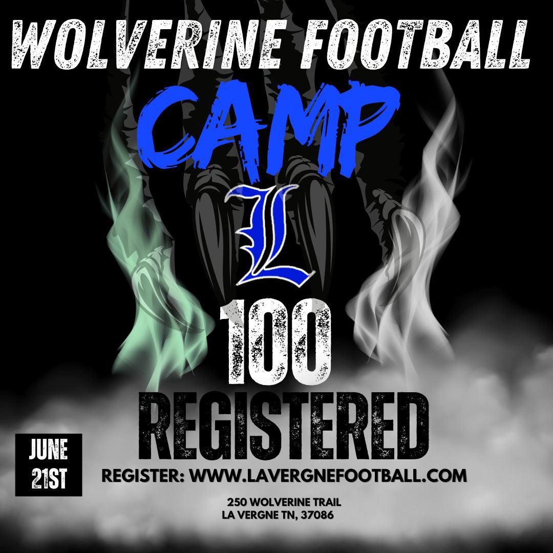 Wow!!!!! Our registration is at 100! In just 4 days we are halfway to capacity! We are only taking 200 registrants so get registered today!!!! Lavergnefootball.com
