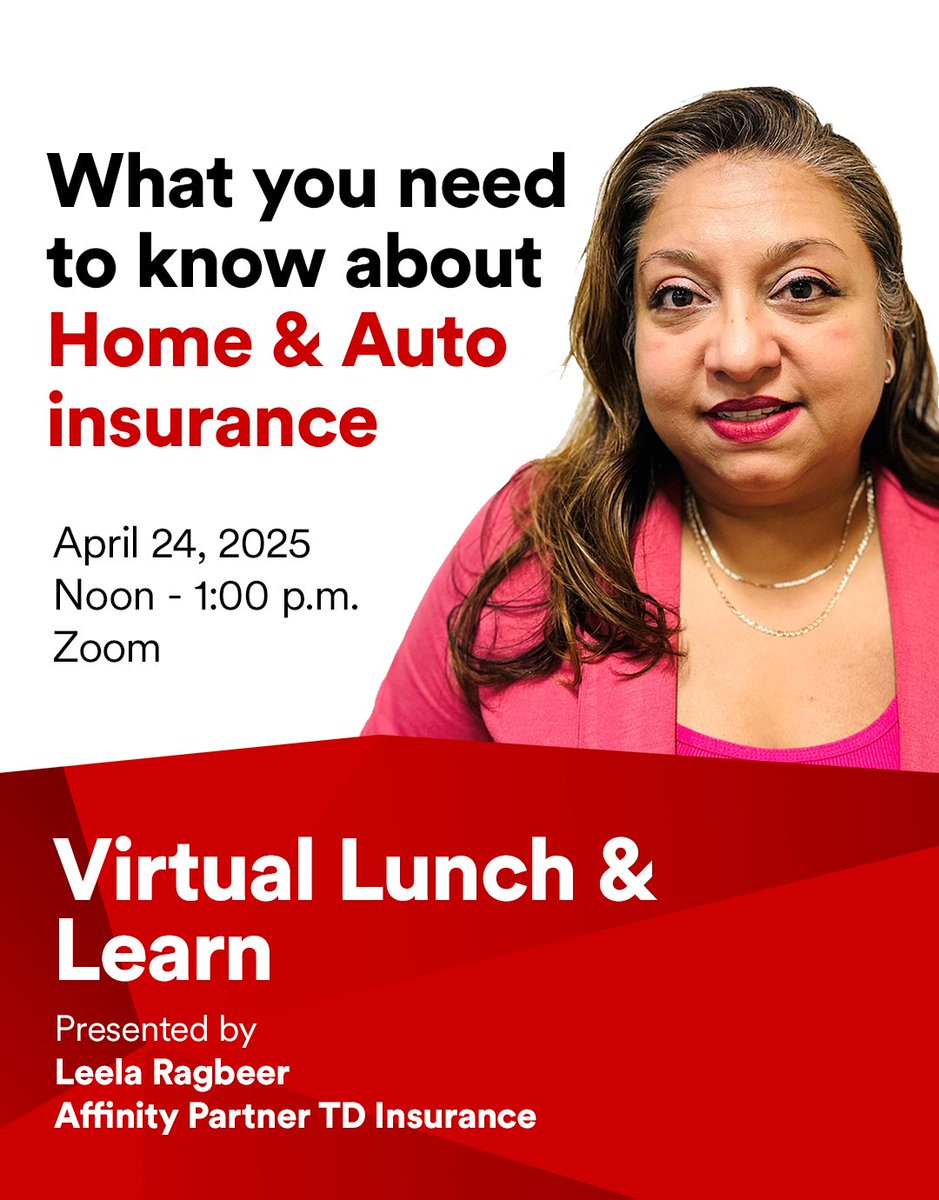 Do you find insurance confusing? Are you looking for more information about how you can save on your home and auto insurance? Join Leela from TD Insurance on April 24.

Click the link register - loom.ly/owAoC_k
