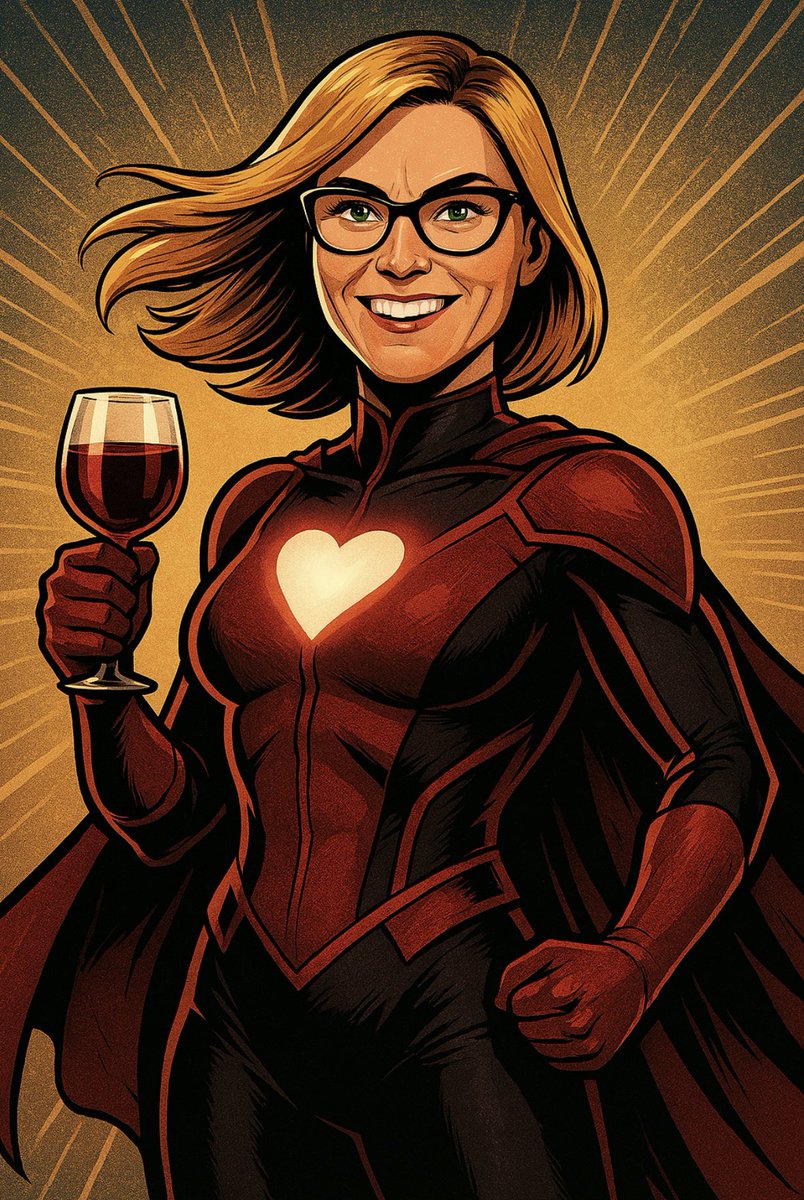 ClareBailey14's tweet photo. Introducing my superhero alter ego and my doll version π These certainly sum me up and I am giggling to myself. I should never have been introduced to this βοΈβ€οΈβοΈ #bailey54 #ChatGPT #winelover #footballfanatic #transplantrecipient https://t.co/aznmyluKb8