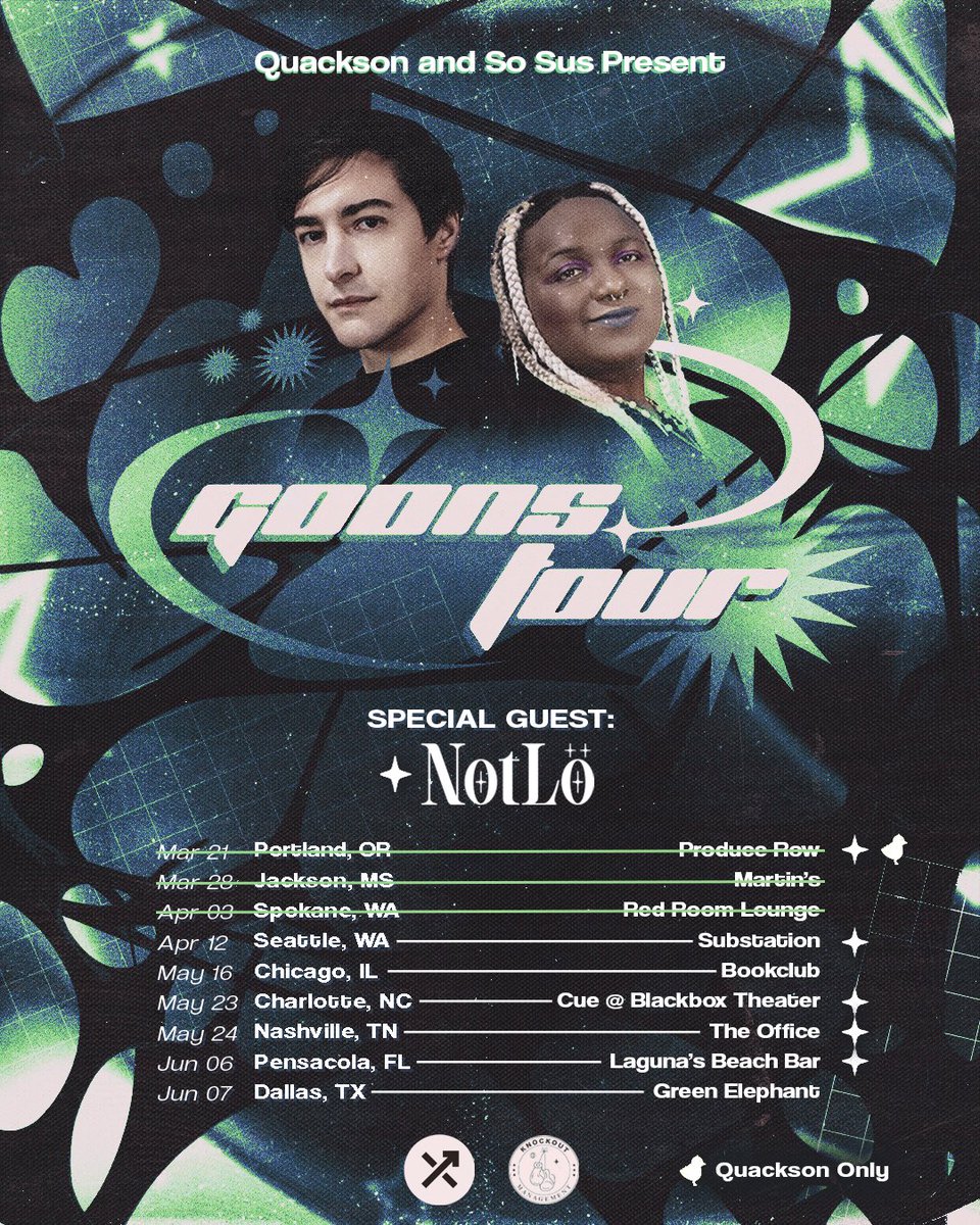 but, what is a goon to a goblin 🤪 me &amp; @sosusmusic just added some new dates to the Goons Tour, including:

5/16: Chicago w/ the homies <a href="/ruugemusic/">Ruuge</a>

6/6: Pensacola w/ the legend <a href="/notlomusic/">NotLö</a>

6/7: Dallas at Green Elephant

What cities yall coming out to? 🤨 

🎟️ in the usual spot