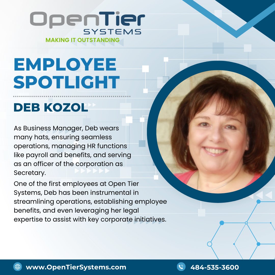 OpenTierSystems's tweet photo. Whether she’s working with vendors, professional service providers, or supporting leadership, Deb plays a critical role in keeping Open Tier Systems running at its best.

https://t.co/f5RKzSdONs https://t.co/DPqQtVVpMB