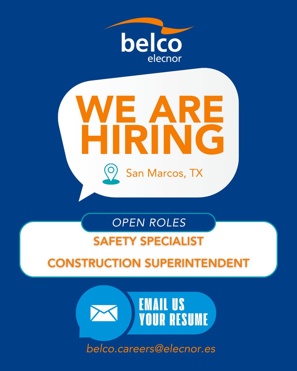 🚀 We’re Hiring! Join Our Team!

We have exciting #opportunities available and are looking for talented individuals to join us:

🔹 Safety Specialist in San Marcos, TX: linkedin.com/jobs/view/4199…
🔹 Construction Superintendent in San Marcos, TX: linkedin.com/jobs/view/4199…