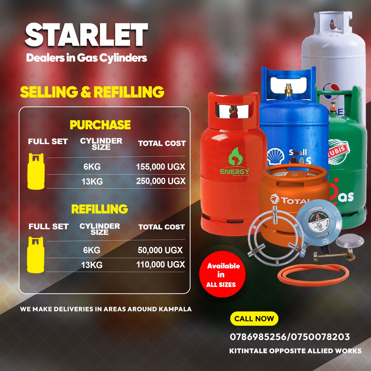 RichardAnyi2026's tweet photo. Safe, affordable, and convenient gas solutions for your home!
#StarletGasCylinders
#Kitintale https://t.co/Yg8KVK4UAL