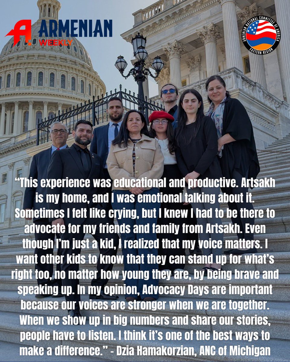 10-year-old ANC of Michigan activist Dzia Hamakorzian shares her first Advocacy Days experience in the <a href="/ArmenianWeekly/">The Armenian Weekly</a>. 🇦🇲 Read more: armenianweekly.com/2025/04/07/my-…