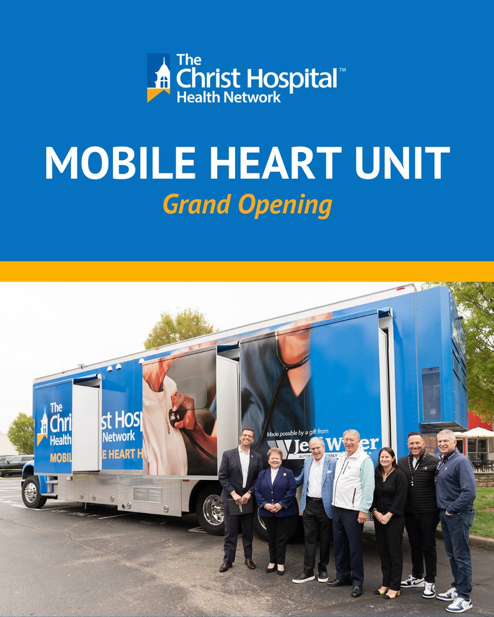 ChristHospital's tweet image. Our Mobile Heart Unit is now on the road, bringing $75 heart screenings to communities across Greater Cincinnati—thanks to the @jeffwyler Family Foundation and Wyler Automotive Family. It's about early detection, timely care, and expanding access where it’s needed @jeffwylerauto